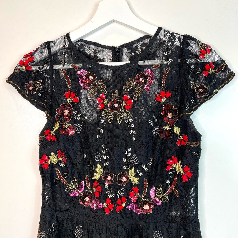 Parker NY Janina Sequin Lace Dress Black Size Small - Picture 4 of 14
